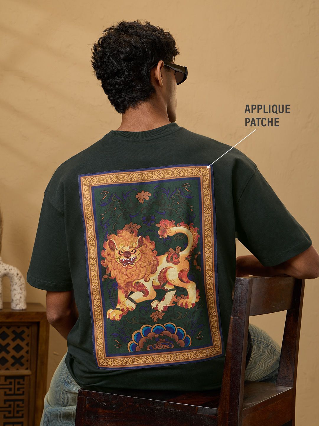 Tibetan Tales: Majestic Lion Oversized T-Shirts