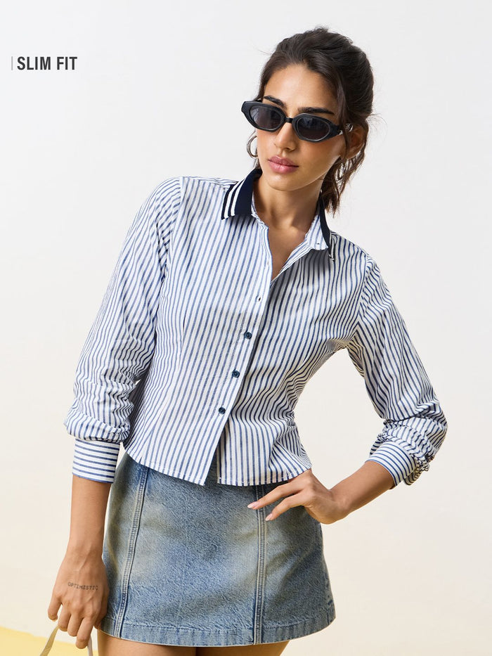 Tailored Stripe Shirt: Bayside Women Fitted Shirts
