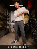 Classic Slim Fit Jeans: Dark Grey Men Classic Slim Fit Jeans