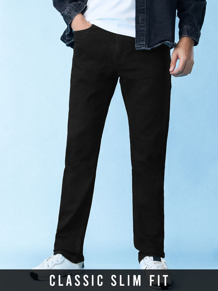Classic Slim Fit Jeans: Steel Black Men Classic Slim Fit Jeans