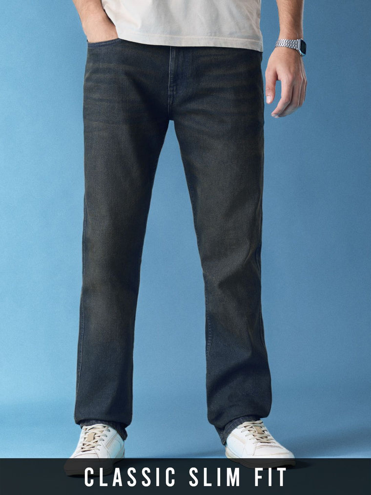 Classic Slim Fit Jeans: Deep Blue Men Classic Slim Fit Jeans