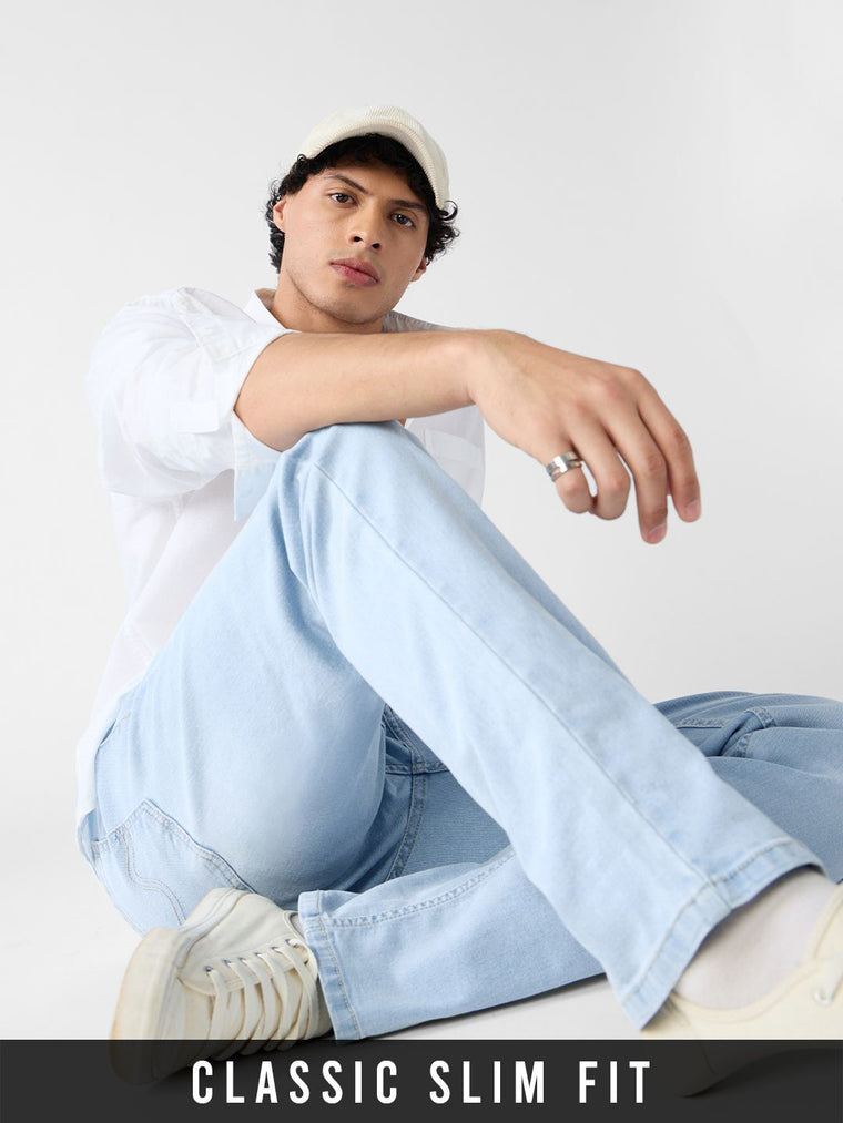 Classic Slim Fit Jeans: Frost Blue Men Classic Slim Fit Jeans
