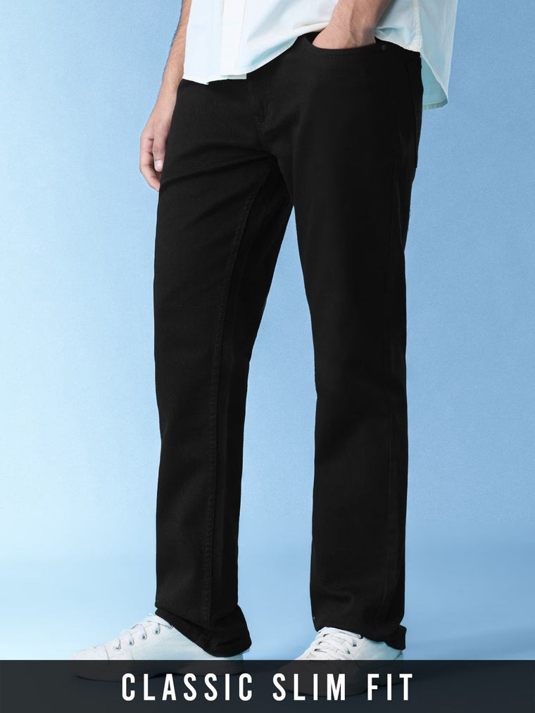Classic Slim Fit Jeans: Timeless Black Men Classic Slim Fit Jeans