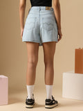Denim Skorts: Misty Blue Women Denim Skorts