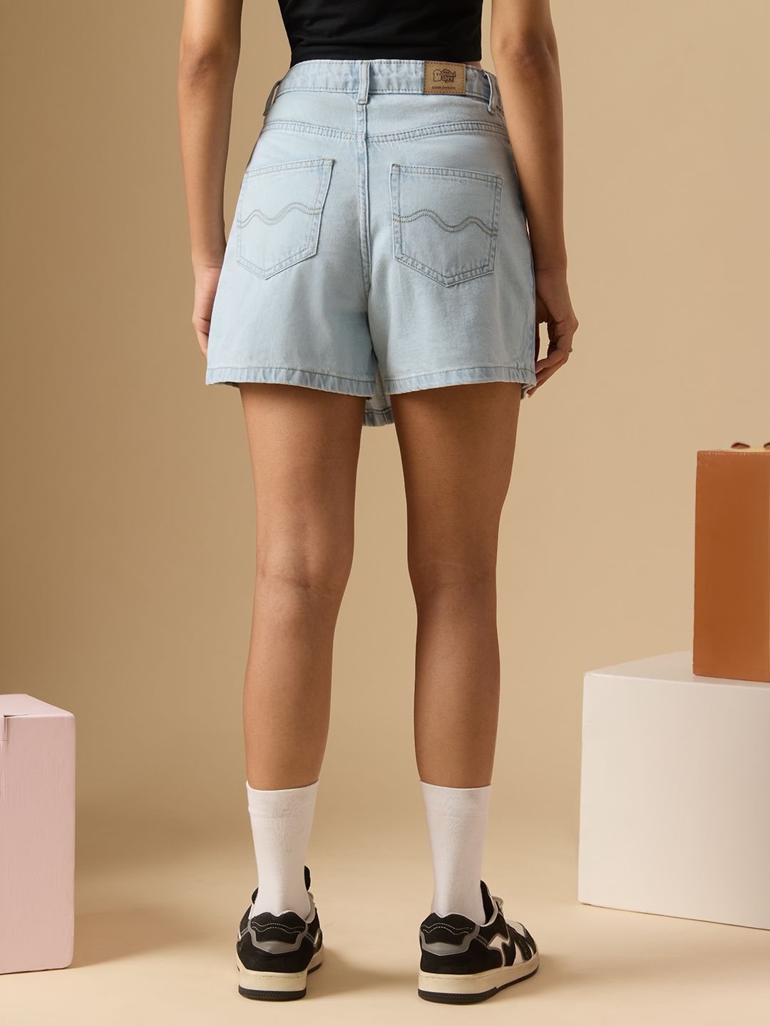 Denim Skorts: Misty Blue Women Denim Skorts