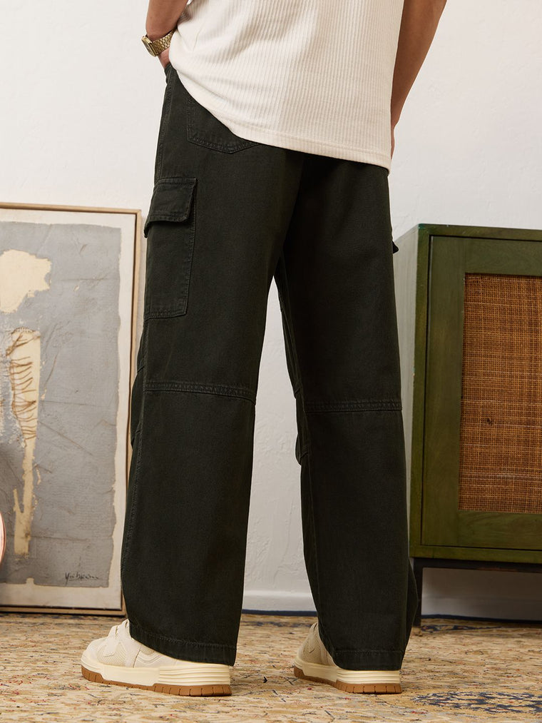 Cargo Denims: Dark Sage Men Cargo Jeans