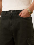 Cargo Denims: Dark Sage Men Cargo Jeans