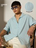 Oversized Shirt: Robin Blue Men Textured Shirts