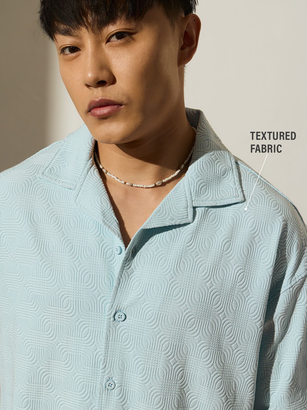 Oversized Shirt: Robin Blue Men Textured Shirts