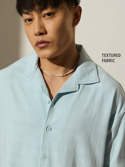 Oversized Shirt: Robin Blue Men Textured Shirts