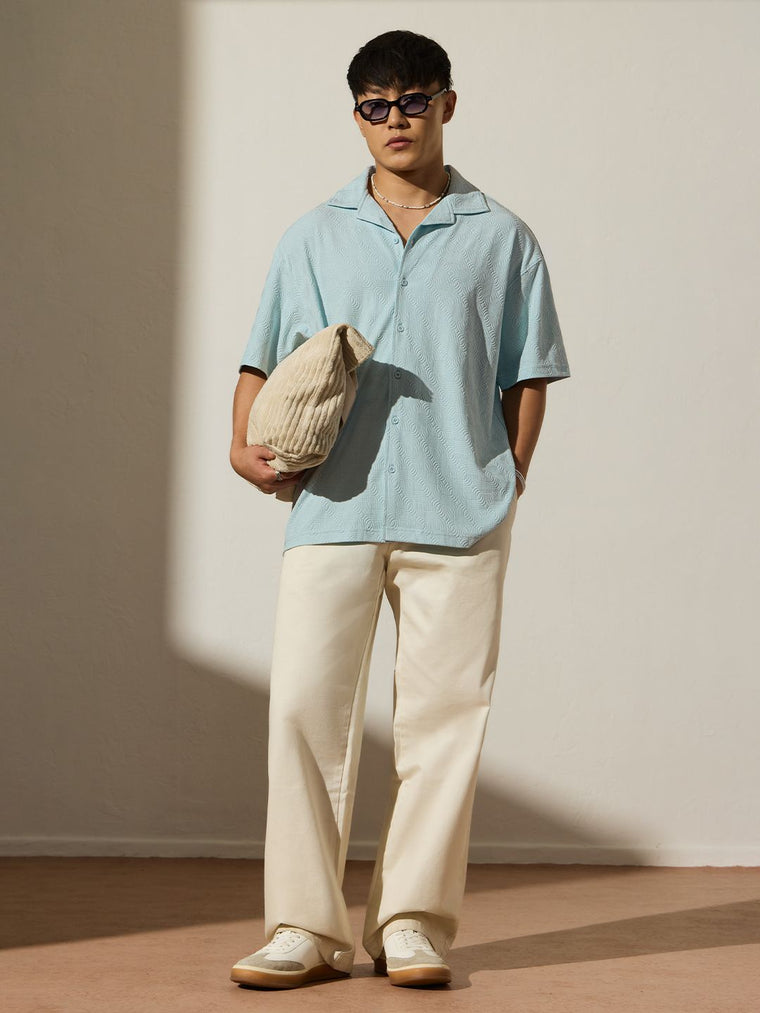 Oversized Shirt: Robin Blue Men Textured Shirts