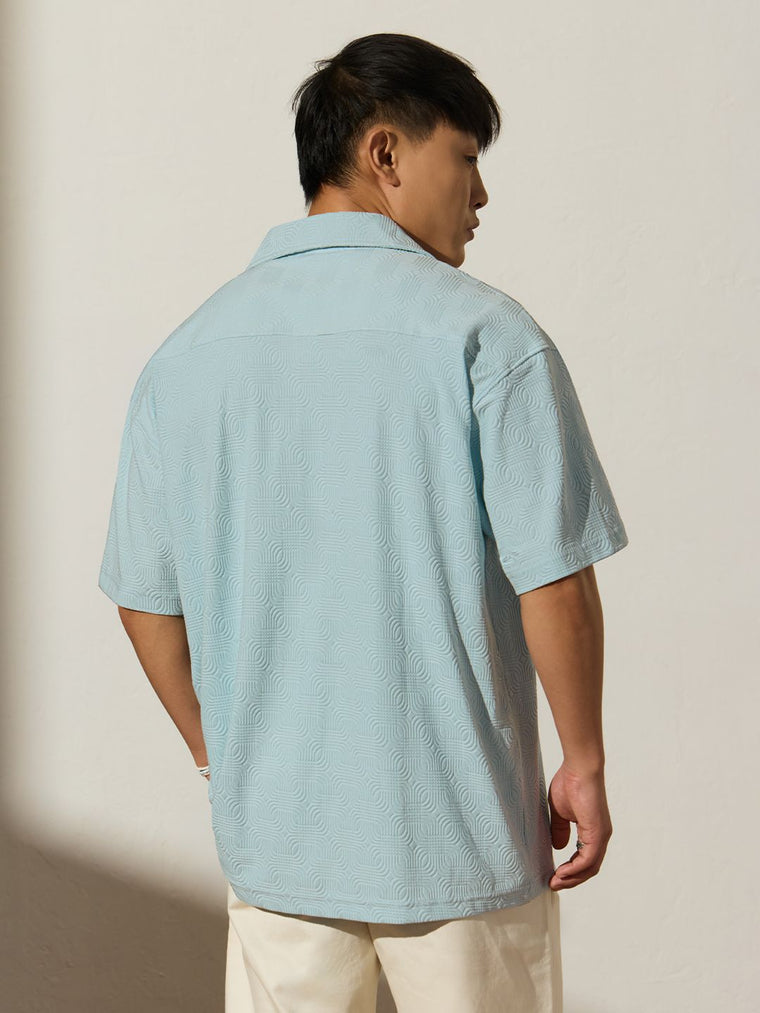 Oversized Shirt: Robin Blue Men Textured Shirts
