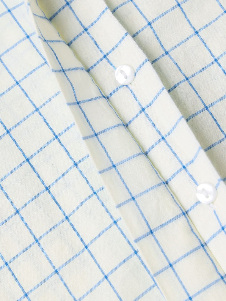 Cropped Plaid Shirt: Aqua Women Relaxed Shirts
