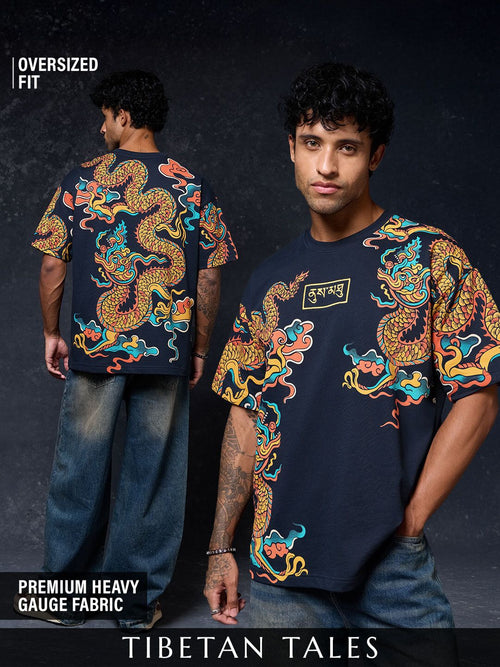 Tibetan Tales: Dragon Oversized T-Shirts