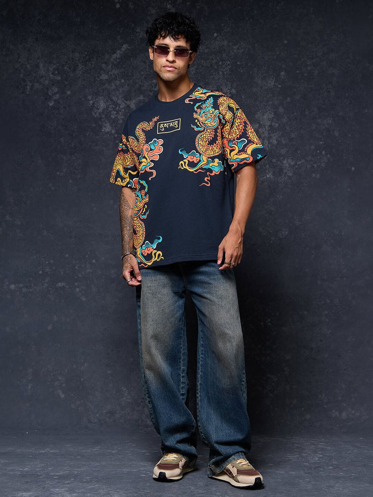 Tibetan Tales: Dragon Oversized T-Shirts