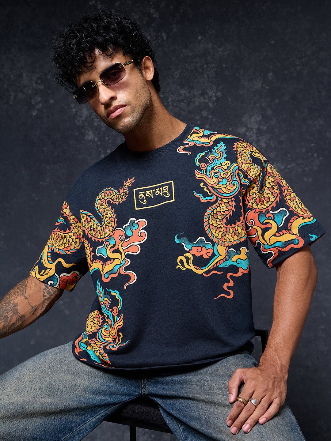 Tibetan Tales: Dragon Oversized T-Shirts