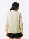 Satin Solid Shirt: Rich Ivory Women Relaxed Shirts