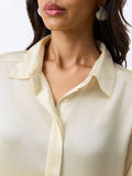 Satin Solid Shirt: Rich Ivory Women Relaxed Shirts
