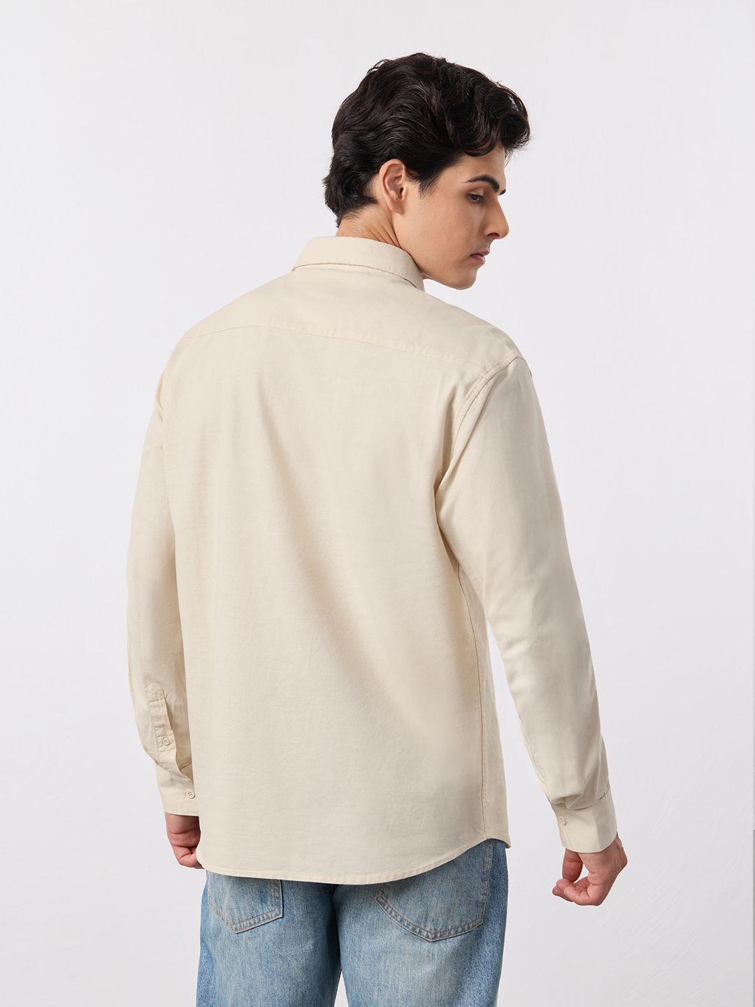 Cotton Linen: White Creme Cotton Linen Shirts