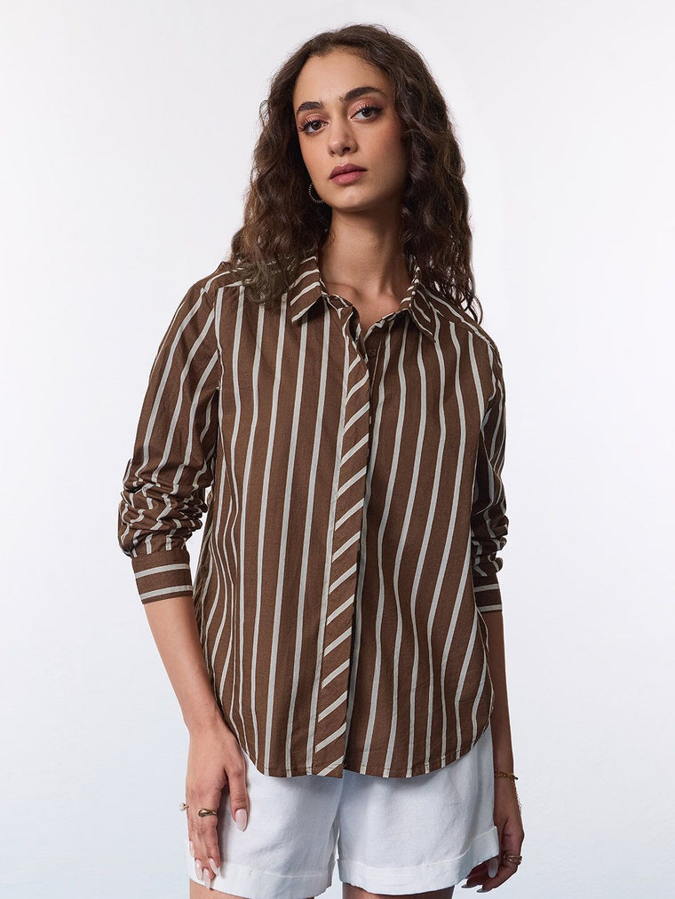 Striped Shirt: Hazel Women Relaxed Shirts