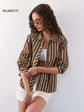 Striped Shirt: Hazel Women Relaxed Shirts