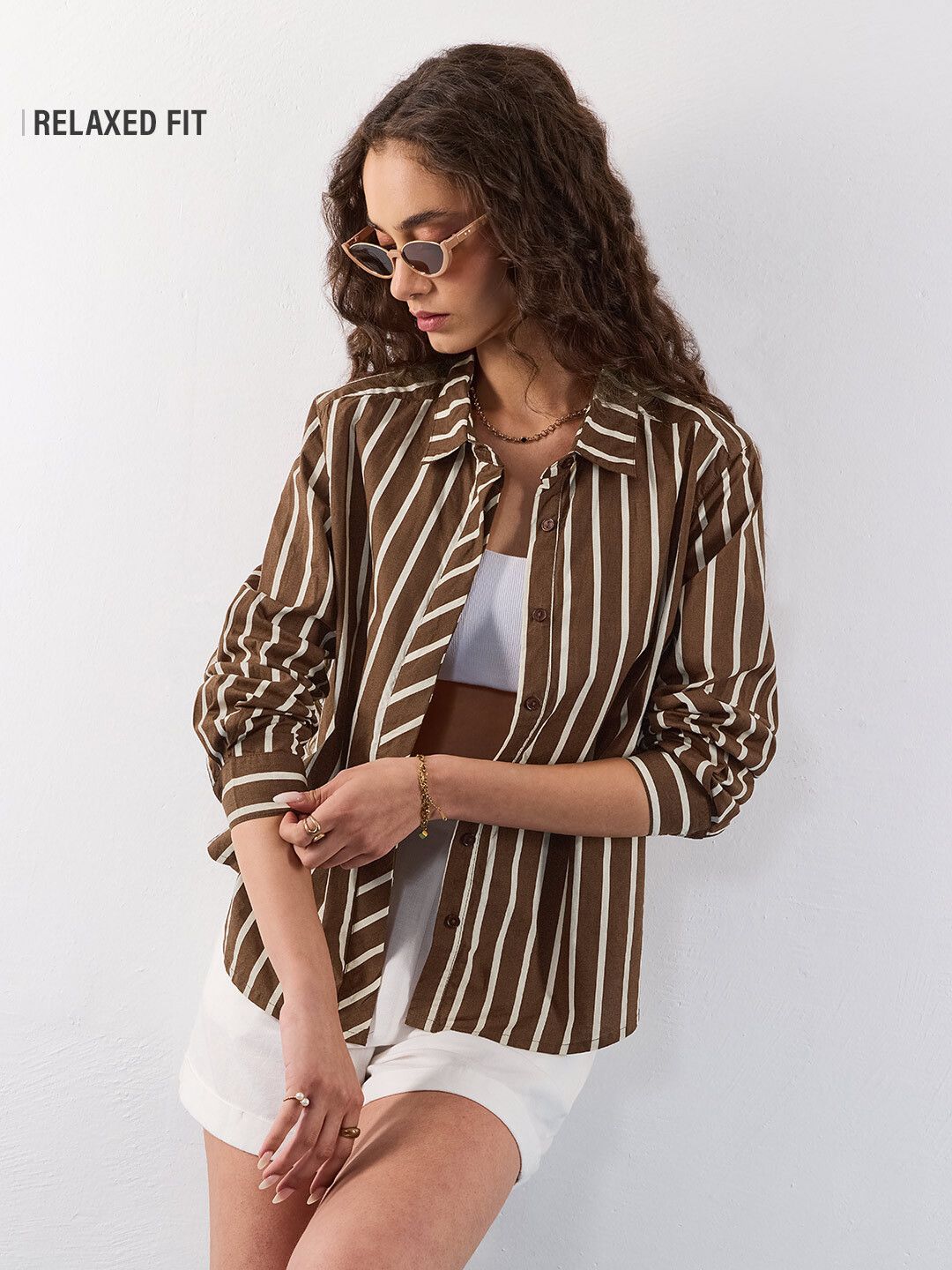 Striped Shirt: Hazel Women Relaxed Shirts