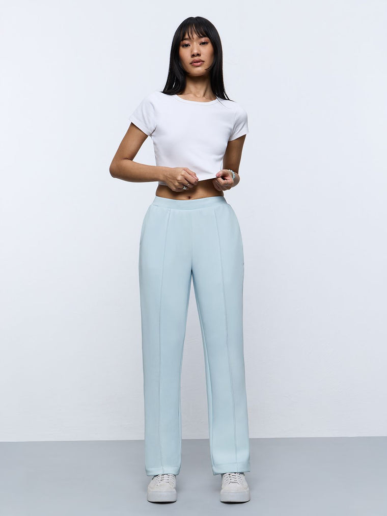 Premium Scuba Joggers: Sky Blue Women Slim Joggers