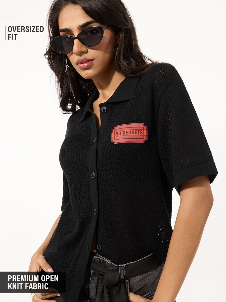Open Knit Shirt: No Regrets Women Oversized Shirts