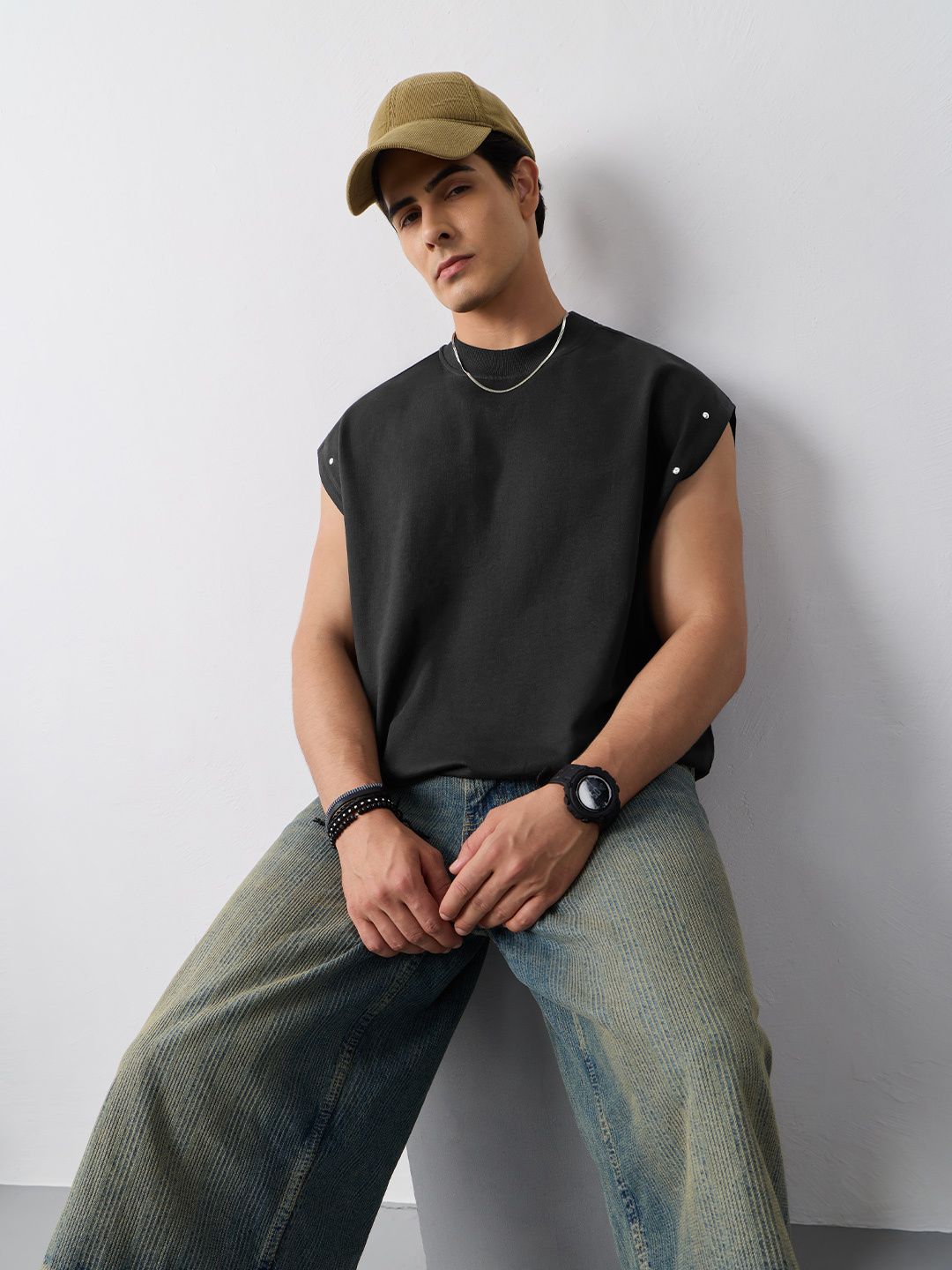 Oversized Vest: Black Void Easy Fit Vests