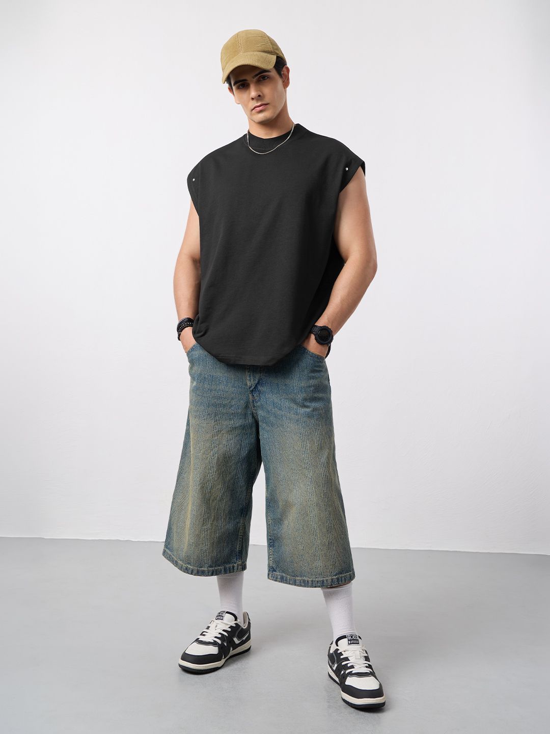 Oversized Vest: Black Void Easy Fit Vests
