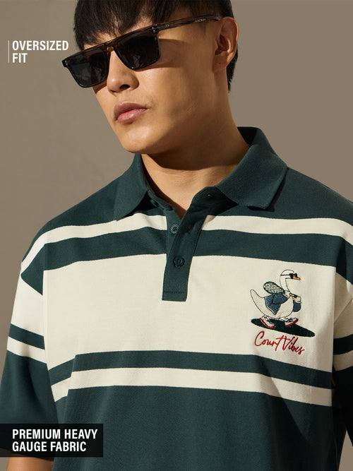 Striped Polo: Court Vibes Oversized Polos