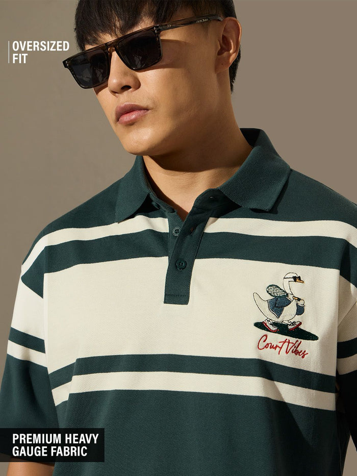 Striped Polo: Court Vibes Oversized Polos
