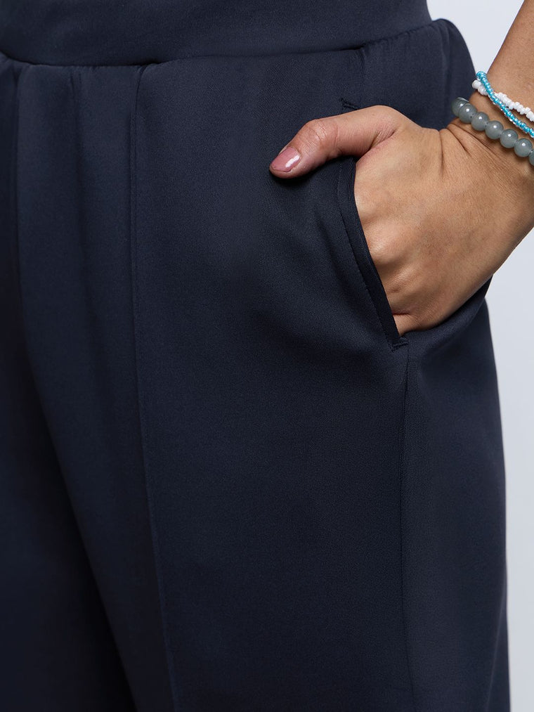 Premium Scuba Joggers: Navy Blue Women Slim Joggers