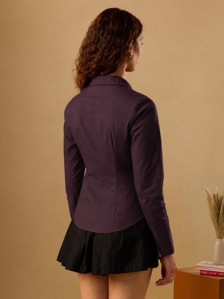 Corset Shirt: Berry Plum Women Fitted Shirts