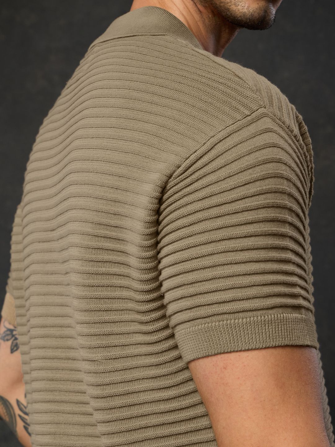 Flatknit Polo: Ecru Textured Polos