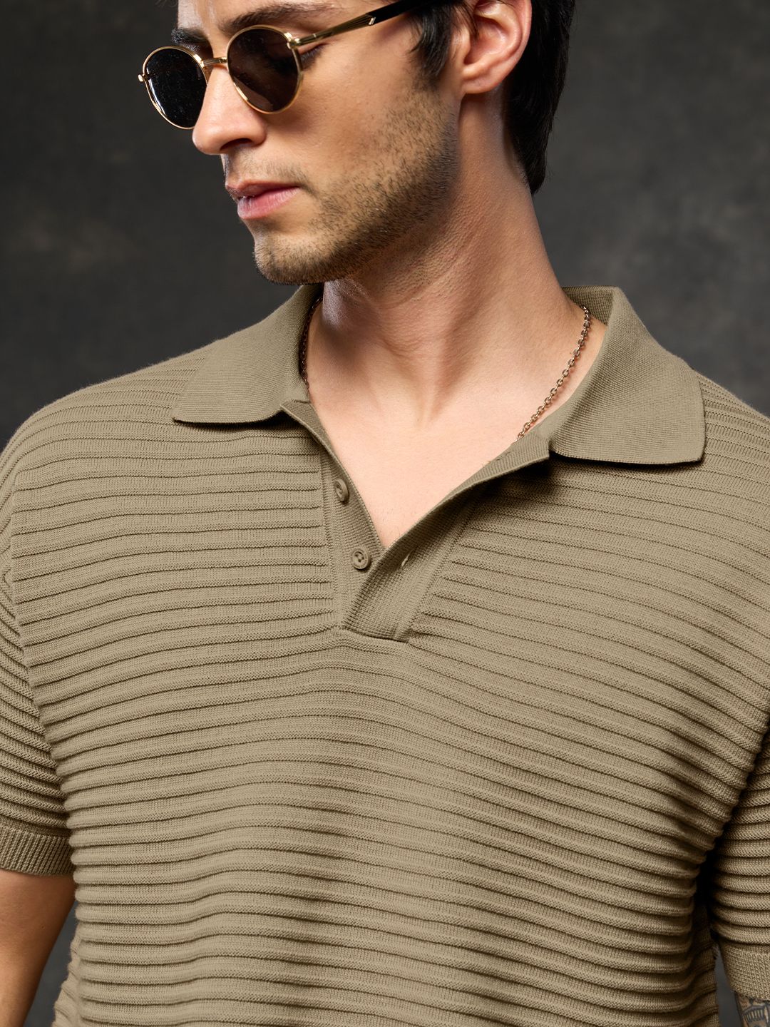 Flatknit Polo: Ecru Textured Polos