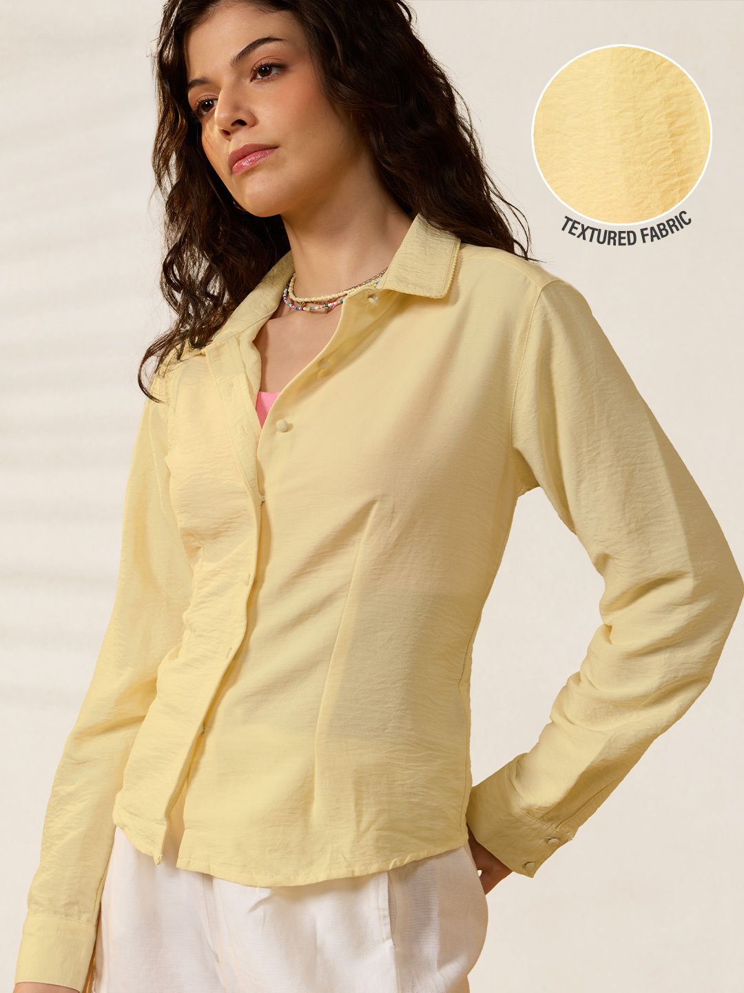 Tailored Solids: Lemon Drop Women Fitted Shirts