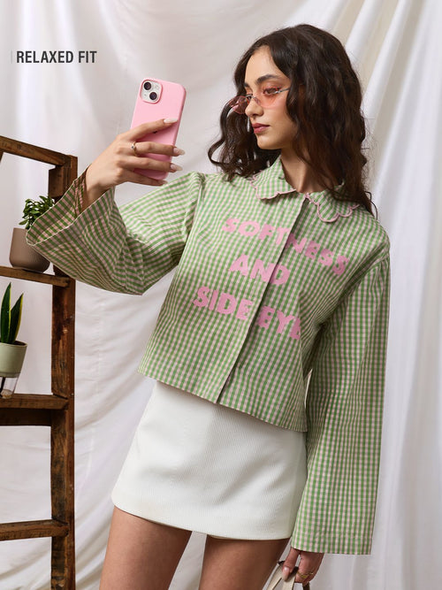 Plaid Shirt: Side Eye Women Relaxed Shirts