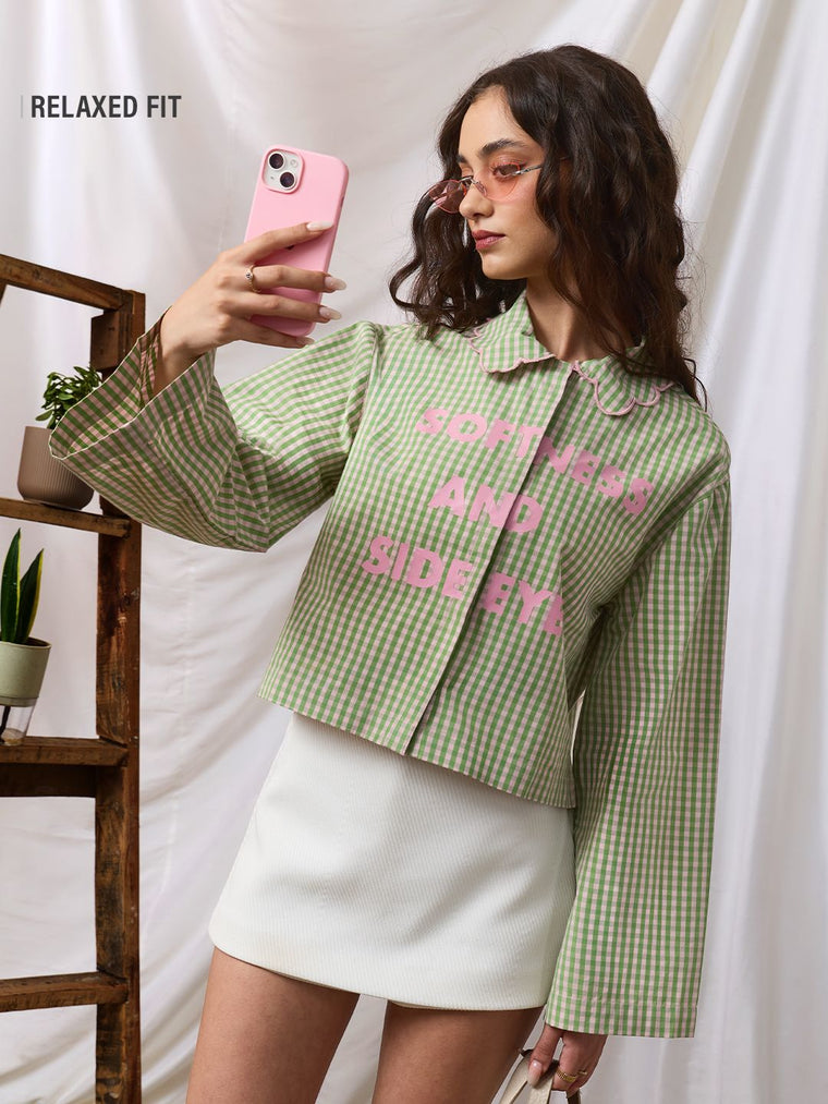 Plaid Shirt: Side Eye Women Relaxed Shirts