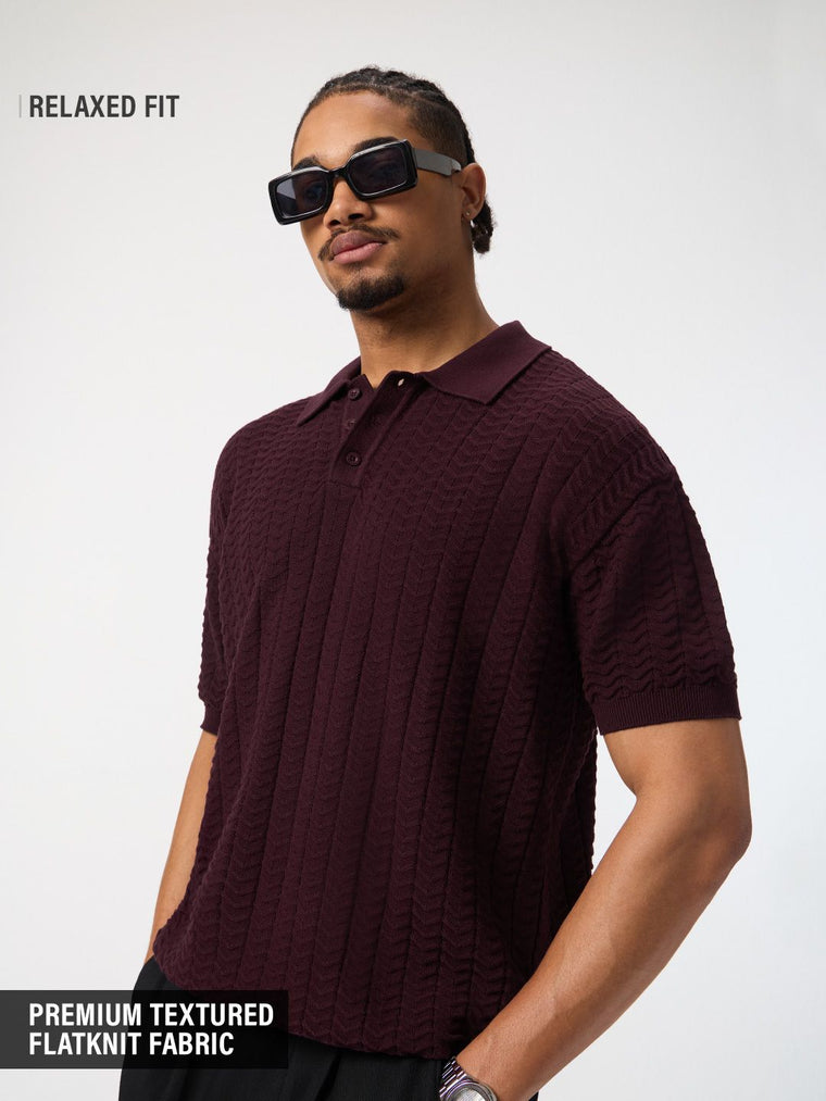 Flatknit Textured: Wine Classic Polos
