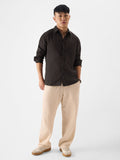 Cotton Linen: Grey Brown Cotton Linen Shirts