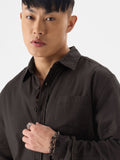 Cotton Linen: Grey Brown Cotton Linen Shirts