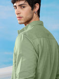 Cotton Linen: Light Green Cotton Linen Shirts