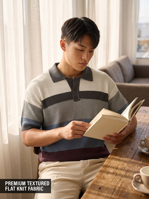 Flatknit Jacquard: Mulberry Textured Polos