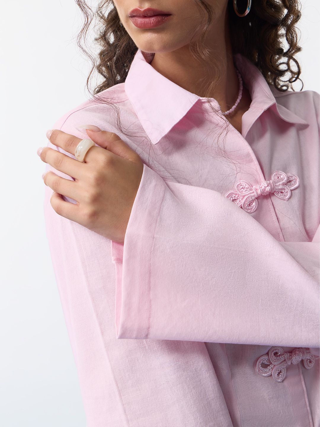 Cotton Linen Shirt: Blush Heritage Women Fitted Shirts