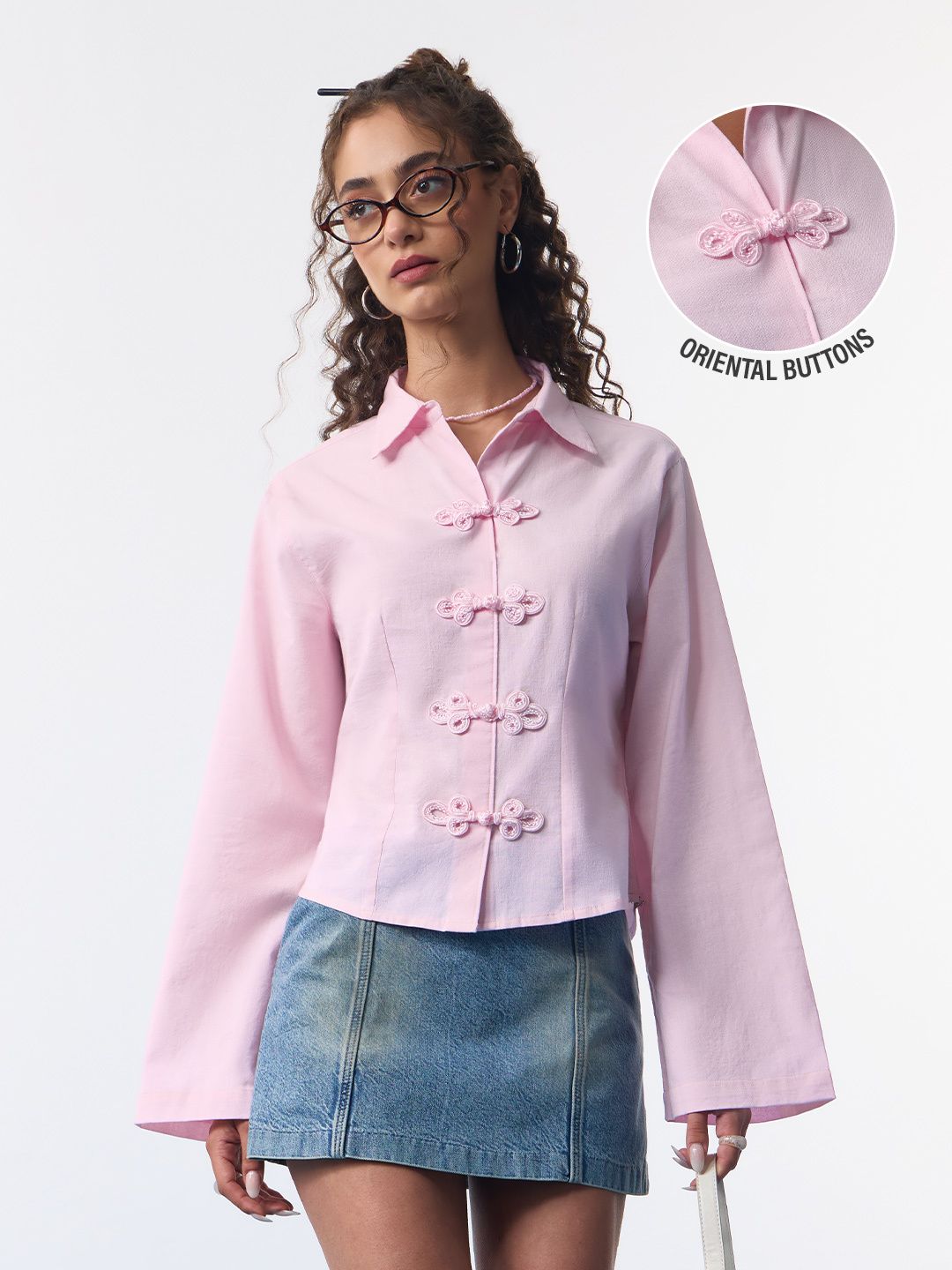 Cotton Linen Shirt: Blush Heritage Women Fitted Shirts