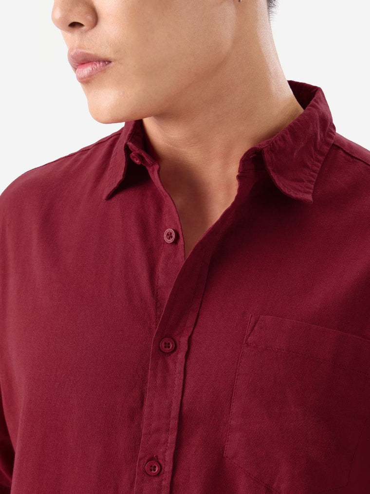 Cotton Linen: Red Cotton Linen Shirts