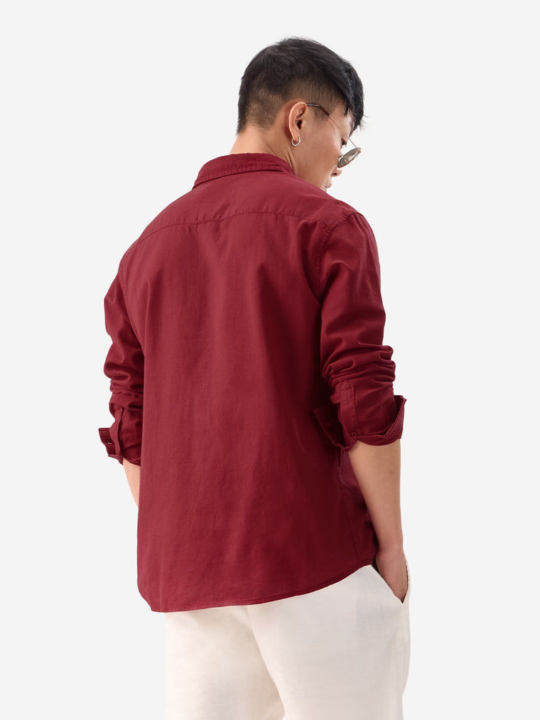 Cotton Linen: Red Cotton Linen Shirts