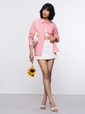 Cotton Linen Shirt: Pink Women Oversized Shirts
