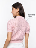 Open-Knit Shirt: Candy Floss Women Regular Shirts